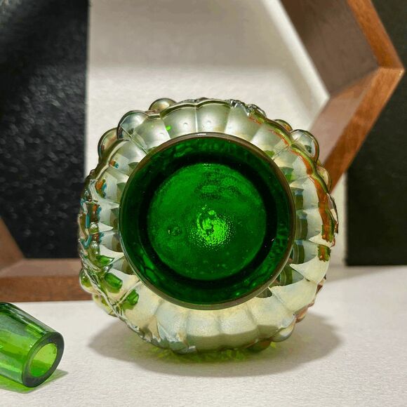 Vintage Helios Green Electric Imperial Grape Carnival Glass Decanter - Picture 2 of 4